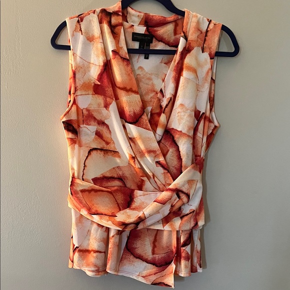 Donna Karan Orange and White Wrap Blouse - Picture 1 of 3